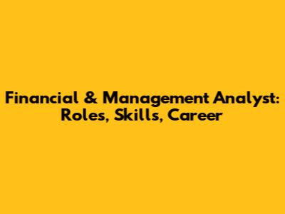 Financial & Management Analyst: Roles, Skills, Career