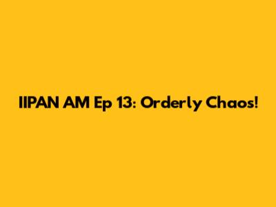 IIPAN AM Ep 13: Orderly Chaos!