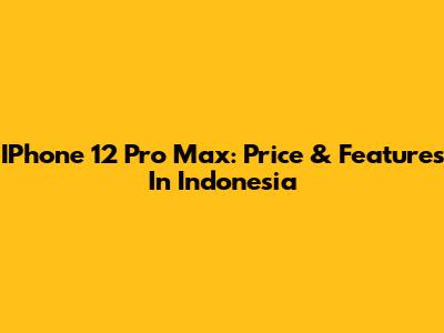 IPhone 12 Pro Max: Price & Features In Indonesia