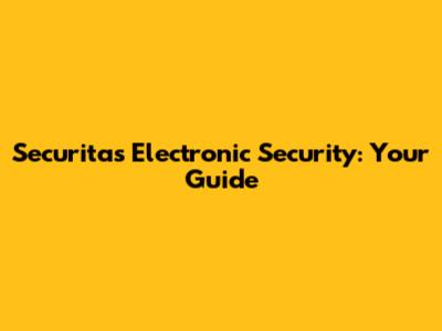 Securitas Electronic Security: Your Guide